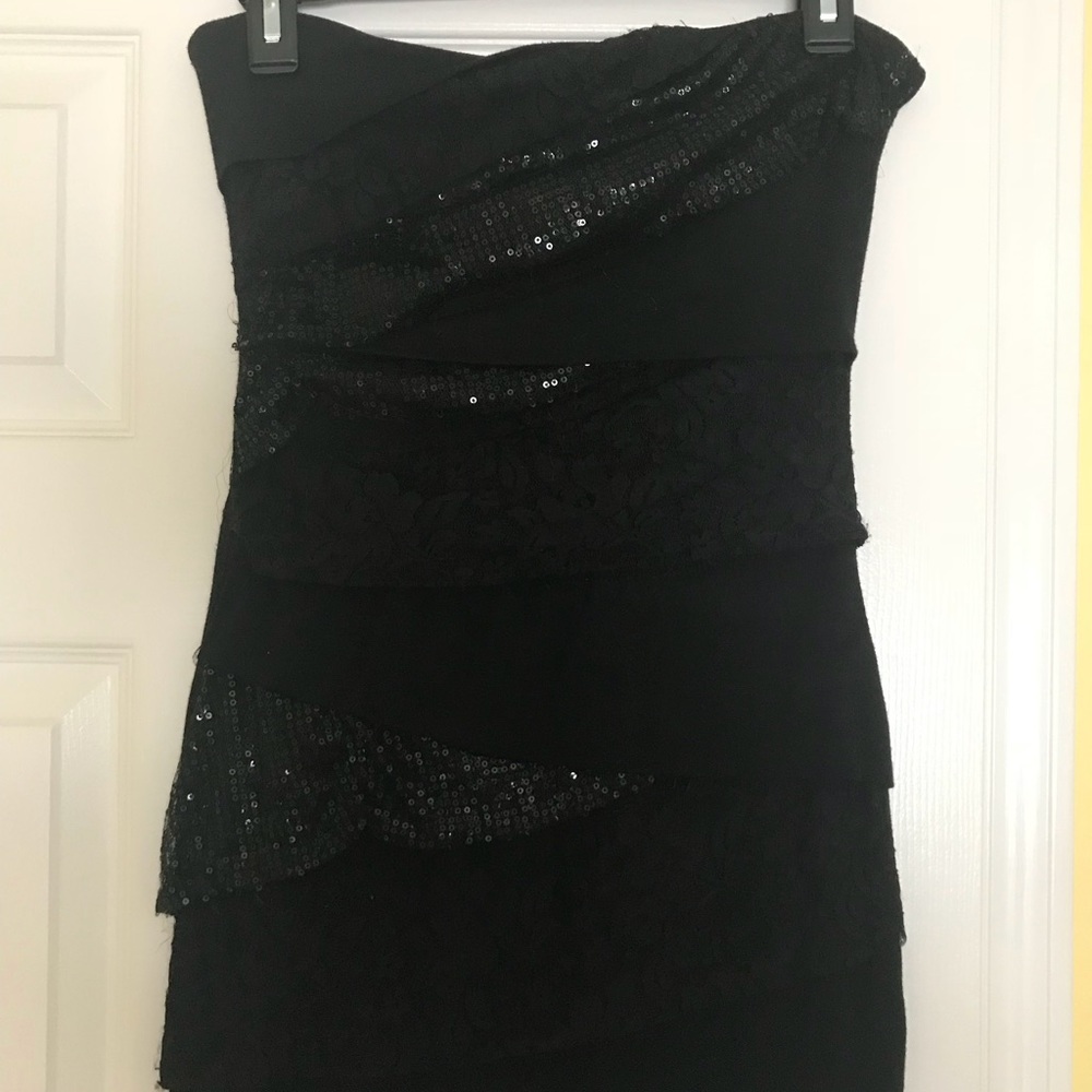 Strapless black dress